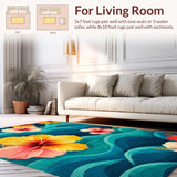 Ultra Soft Area Rug, Non Slip, Stain Resistant, Washable Area Rugs for Living Room, Bedroom, Hawaiian Inspired Surfboard Printed Rug Tropical Beach Themed Floor Mat(Blue)