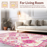 Ultra Soft Area Rug, Non Slip, Stain Resistant, Washable Area Rugs for Living Room, Bedroom, Chic Colorful Abstract Motif(White)