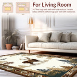 Ultra Soft Area Rug, Non Slip, Stain Resistant, Washable Area Rugs for Living Room, Bedroom, Serene Neutral Wildlife Aesthetic(Beige)