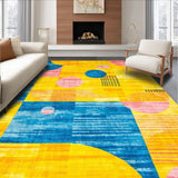 Ultra Soft Area Rug, Non Slip, Stain Resistant, Washable Area Rugs for Living Room, Bedroom, Eclectic Abstract Linear Composition(Yellow)