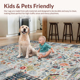 Ultra Soft Area Rug, Non Slip, Stain Resistant, Washable Area Rugs for Living Room, Bedroom, Cozy Neutral Toned Abstract Design(Gray)
