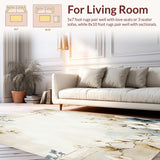 Ultra Soft Area Rug, Non Slip, Stain Resistant, Washable Area Rugs for Living Room, Bedroom, Ethereal Petal Symphony Area with Artisan Boho Floral Design(Beige)