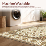 Ultra Soft Area Rug, Non Slip, Stain Resistant, Washable Area Rugs for Living Room, Bedroom, Tan Checkered Boho Rug(Beige)