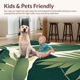 Ultra Soft Area Rug, Non Slip, Stain Resistant, Washable Area Rugs for Living Room, Bedroom, Soft Green Nature-Inspired Motif(Green)