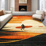Ultra Soft Area Rug, Non Slip, Stain Resistant, Washable Area Rugs for Living Room, Bedroom, Surf Up! Decorative Rug Coastal Getaway Carpet(Orange)