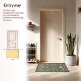 Ultra Soft Area Rug, Non Slip, Stain Resistant, Washable Area Rugs for Living Room, Bedroom, Eclectic Ethnic Geometric Tapestry(Orange)