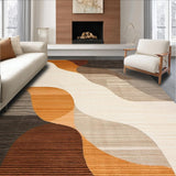 Ultra Soft Area Rug, Non Slip, Stain Resistant, Washable Area Rugs for Living Room, Bedroom, Elegant Gradient Linear Design(Brown)