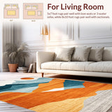 Ultra Soft Area Rug, Non Slip, Stain Resistant, Washable Area Rugs for Living Room, Bedroom, Contemporary Colorful Geometric Expression(Orange)