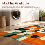 Ultra Soft Area Rug, Non Slip, Stain Resistant, Washable Area Rugs for Living Room, Bedroom, Mid Century Eclectic Pattern Fusion(Orange)
