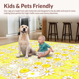 Ultra Soft Area Rug, Non Slip, Stain Resistant, Washable Area Rugs for Living Room, Bedroom, Fresh Floral Accents in Beige(Yellow)