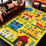 Ultra Soft Area Rug, Non Slip, Stain Resistant, Washable Area Rugs for Living Room, Bedroom, Counting Animals Educational Carpet for Children Room(Yellow)
