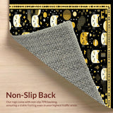 Ultra Soft Area Rug, Non Slip, Stain Resistant, Washable Area Rugs for Living Room, Bedroom, Trendy Feline Inspired Welcome Mat(Black)
