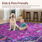 Ultra Soft Area Rug, Non Slip, Stain Resistant, Washable Area Rugs for Living Room, Bedroom, Elegant Pastel Geometric Motif(Pink)