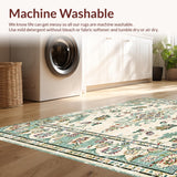 Ultra Soft Area Rug, Non Slip, Stain Resistant, Washable Area Rugs for Living Room, Bedroom, Area Beige Sage Green Vintage Farmhouse Floral(Beige)