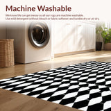 Ultra Soft Area Rug, Non Slip, Stain Resistant, Washable Area Rugs for Living Room, Bedroom, Modern Black Geometric Hallway Runner Non-Skid(Black)