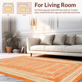 Ultra Soft Area Rug, Non Slip, Stain Resistant, Washable Area Rugs for Living Room, Bedroom, Transitional Soft-Toned Trellis Design(Orange)