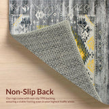 Ultra Soft Area Rug, Non Slip, Stain Resistant, Washable Area Rugs for Living Room, Bedroom, Vintage Ethnic Distressed Motif(Gray)