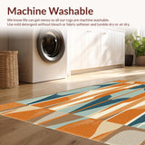 Ultra Soft Area Rug, Non Slip, Stain Resistant, Washable Area Rugs for Living Room, Bedroom, Bright Ocean Wave Inspired Rug(Orange)
