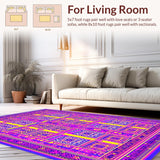 Ultra Soft Area Rug, Non Slip, Stain Resistant, Washable Area Rugs for Living Room, Bedroom, Colorful Geometric Pop Art Pattern(Purple)