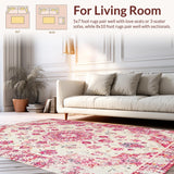 Ultra Soft Area Rug, Non Slip, Stain Resistant, Washable Area Rugs for Living Room, Bedroom, Sophisticated Floral Medallion Style(White)