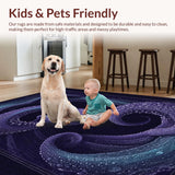 Ultra Soft Area Rug, Non Slip, Stain Resistant, Washable Area Rugs for Living Room, Bedroom, Deep Sea Creature Tentacle Carpet With Artistic Swirl Pattern For Home(Purple)
