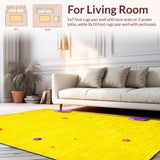 Ultra Soft Area Rug, Non Slip, Stain Resistant, Washable Area Rugs for Living Room, Bedroom, Sunshine-Inspired Quirky Home Decor(Yellow)