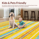 Ultra Soft Area Rug, Non Slip, Stain Resistant, Washable Area Rugs for Living Room, Bedroom, Whimsical Colorful Layered Patterns(Yellow)