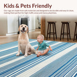 Ultra Soft Area Rug, Non Slip, Stain Resistant, Washable Area Rugs for Living Room, Bedroom, Distinctive Casual Harmony Design(Blue)
