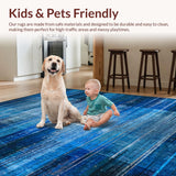Ultra Soft Area Rug, Non Slip, Stain Resistant, Washable Area Rugs for Living Room, Bedroom, Blue Abstract Rug, Washable, Non-Slip(Blue)