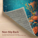 Ultra Soft Area Rug, Non Slip, Stain Resistant, Washable Area Rugs for Living Room, Bedroom, Vibrant Turtle Reef Carpet With Tropical Fish Underwater Paradise Design(Blue)