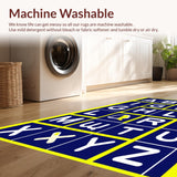 Ultra Soft Area Rug, Non Slip, Stain Resistant, Washable Area Rugs for Living Room, Bedroom, Contemporary Colorful Educational Scheme(Blue)