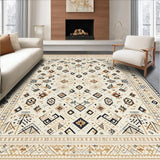 Ultra Soft Area Rug, Non Slip, Stain Resistant, Washable Area Rugs for Living Room, Bedroom, Beige Boho with Diamond(Beige)
