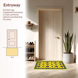 Ultra Soft Area Rug, Non Slip, Stain Resistant, Washable Area Rugs for Living Room, Bedroom, Whimsical Festive Color Palette(Yellow)