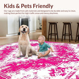 Ultra Soft Area Rug, Non Slip, Stain Resistant, Washable Area Rugs for Living Room, Bedroom, Serene Watercolor Floral Impression(White)