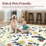 Ultra Soft Area Rug, Non Slip, Stain Resistant, Washable Area Rugs for Living Room, Bedroom, Chic Poultry Parade Area Modern Folk Art Rooster & Floral Design(White)