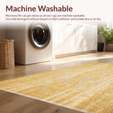 Ultra Soft Area Rug, Non Slip, Stain Resistant, Washable Area Rugs for Living Room, Bedroom, Vintage Farmhouse Area Woven Design(Yellow)