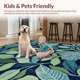 Ultra Soft Area Rug, Non Slip, Stain Resistant, Washable Area Rugs for Living Room, Bedroom, Rustic Tropical Print Arrangement(Blue)