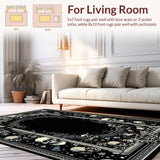 Ultra Soft Area Rug, Non Slip, Stain Resistant, Washable Area Rugs for Living Room, Bedroom, Gothic Black Skull Aesthetic(Black)