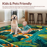 Ultra Soft Area Rug, Non Slip, Stain Resistant, Washable Area Rugs for Living Room, Bedroom, Whimsical Jungle Creature Motif(Orange)
