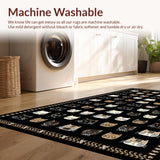 Ultra Soft Area Rug, Non Slip, Stain Resistant, Washable Area Rugs for Living Room, Bedroom, Charming Rustic Welcome Greetings(Black)
