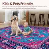 Ultra Soft Area Rug, Non Slip, Stain Resistant, Washable Area Rugs for Living Room, Bedroom, Serene Ethnic Patterned Home Accent(Blue)