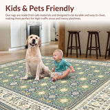 Ultra Soft Area Rug, Non Slip, Stain Resistant, Washable Area Rugs for Living Room, Bedroom, Modern Ivory Symmetrical Theme(Gray)