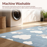 Ultra Soft Area Rug, Non Slip, Stain Resistant, Washable Area Rugs for Living Room, Bedroom, Charming Animal Motif in Grey(Blue)