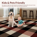 Ultra Soft Area Rug, Non Slip, Stain Resistant, Washable Area Rugs for Living Room, Bedroom, Playful Vintage Plaid Seasonal Touch(Brown)