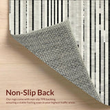 Ultra Soft Area Rug, Non Slip, Stain Resistant, Washable Area Rugs for Living Room, Bedroom, Graphic Stripe Motif Rug for Stylish Decor(Gray)