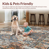 Ultra Soft Area Rug, Non Slip, Stain Resistant, Washable Area Rugs for Living Room, Bedroom, Distressed Print Entry for Inside Non Slip(Gray)