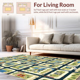 Ultra Soft Area Rug, Non Slip, Stain Resistant, Washable Area Rugs for Living Room, Bedroom, Playful Metropolis Design(Brown)