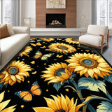 Ultra Soft Area Rug, Non Slip, Stain Resistant, Washable Area Rugs for Living Room, Bedroom, Contemporary Rustic Floral Fusion(Yellow)