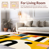 Ultra Soft Area Rug, Non Slip, Stain Resistant, Washable Area Rugs for Living Room, Bedroom, Chic Modern Lettering Aesthetic(Yellow)