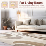 Ultra Soft Area Rug, Non Slip, Stain Resistant, Washable Area Rugs for Living Room, Bedroom, Chic Area with Abstract Swirl in Beige and Taupe Shades(Beige)